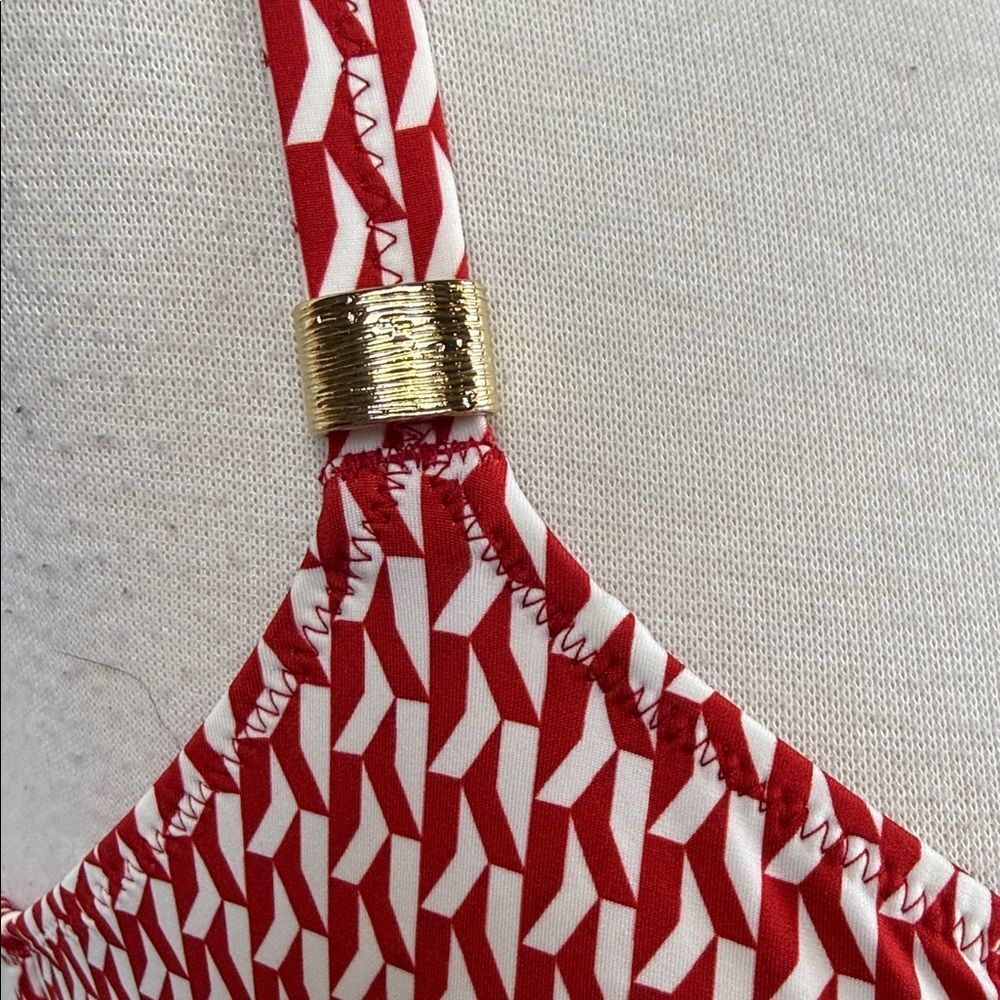 Fantasie Red and White Patterned Bikini Top, Size 32 - NWT - Picture 2 of 15
